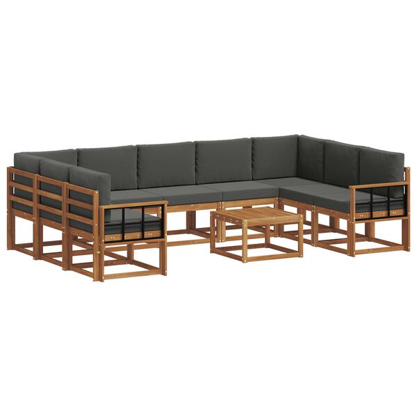 vidaXL Set di divani da esterno 10 pcs Naturale e Antracite