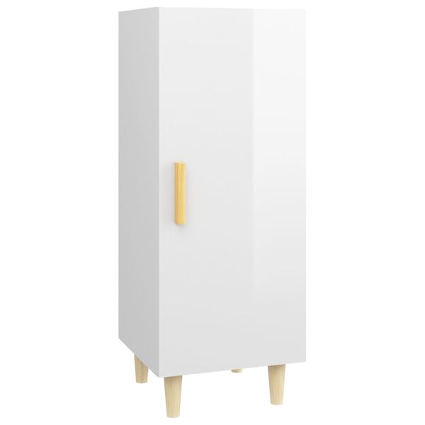 vidaXL Credenza 34,5x34x90 cm in Legno Multistrato Bianco Lucido