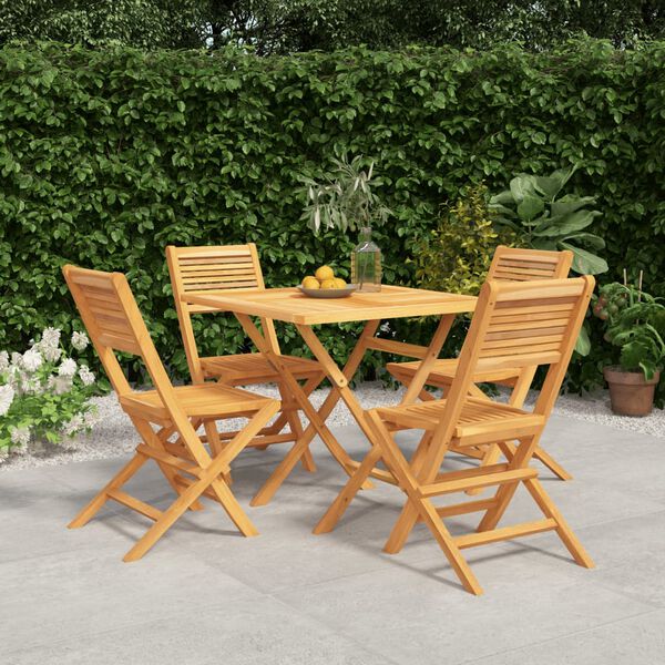 vidaXL Set da Pranzo per Giardino 5 pz in Legno Massello di Teak
