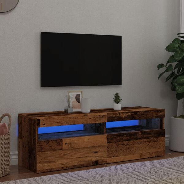 vidaXL Mobile Porta TV con LED Legno Antico 120x35x40 cm Multistrato