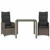 vidaXL Set Bistr&ograve; da Giardino 3 pz con Cuscini in Polyrattan Grigio