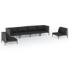 vidaXL Divani da Giardino 6 pz con Cuscini in Polyrattan Grigio Scuro