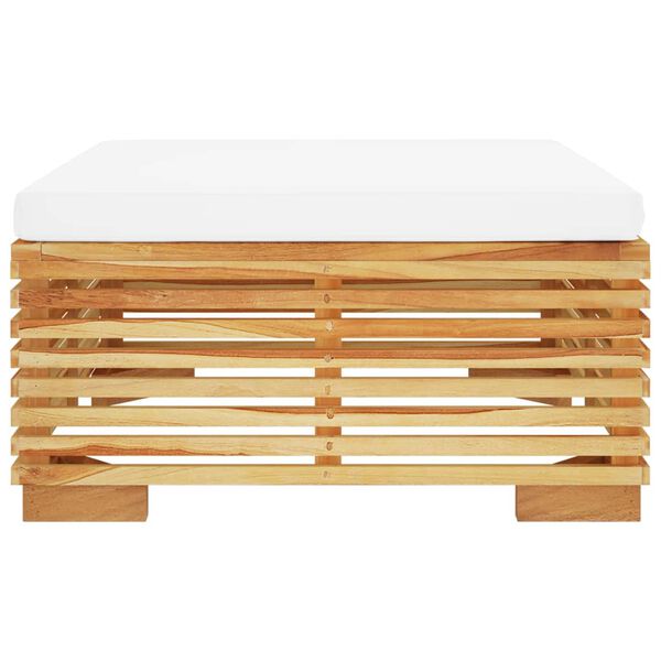 vidaXL Poggiapiedi da Giardino con Cuscino Crema Legno Massello Teak