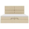 vidaXL Struttura Letto Pouf con Materassi Crema 200x200 cm in Tessuto