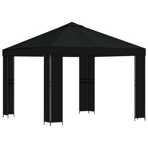 vidaXL Gazebo 3 x 3 m Nero Poliestere e Acciaio 190 gsm