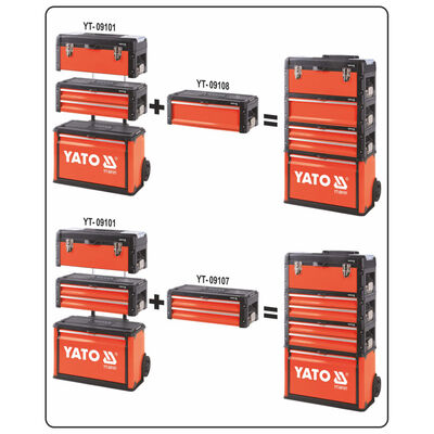 YATO Trolley Porta Attrezzi con 3 Cassetti 52x32x72 cm