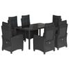 vidaXL Set da Pranzo da Giardino 7 pz Nero con Cuscini in Polyrattan