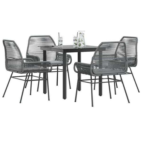 vidaXL Set da Pranzo da Giardino 5 pz con Cuscini Polyrattan Vetro