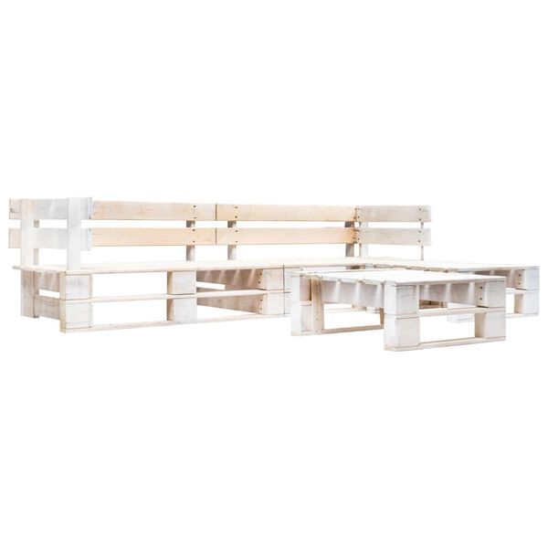 vidaXL Set Divani da Giardino su Pallet 4 pz in Legno Bianco