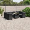 vidaXL Set Divani da Giardino 10pz con Cuscini in Polyrattan Nero