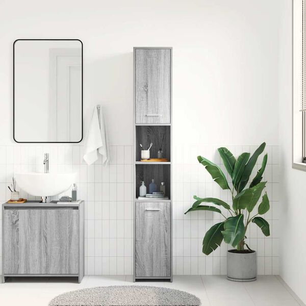 vidaXL Armadietto Bagno Grigio Sonoma 30x30x183,5 cm Legno tecnico