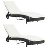 vidaXL Lettini Prendisole 2 pz con Ruote Cuscini in Polyrattan Nero