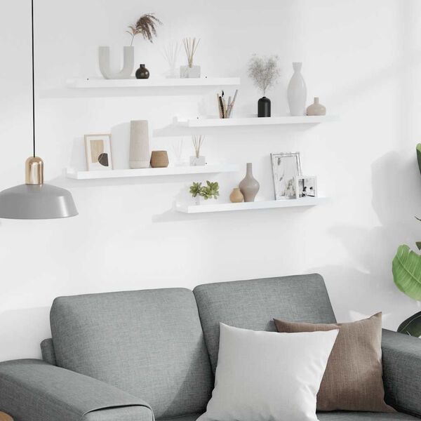 vidaXL Mensole da Parete 4 pz Bianco Lucido 60x9x3 cm