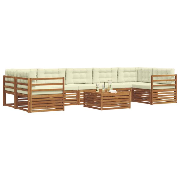 vidaXL Set di divani da esterno con cuscino 8 pcs Naturale e Crema