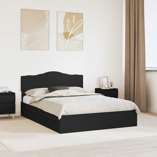 vidaXL Letto con Contenitore Nero 140 x 190 cm Legno multistrato