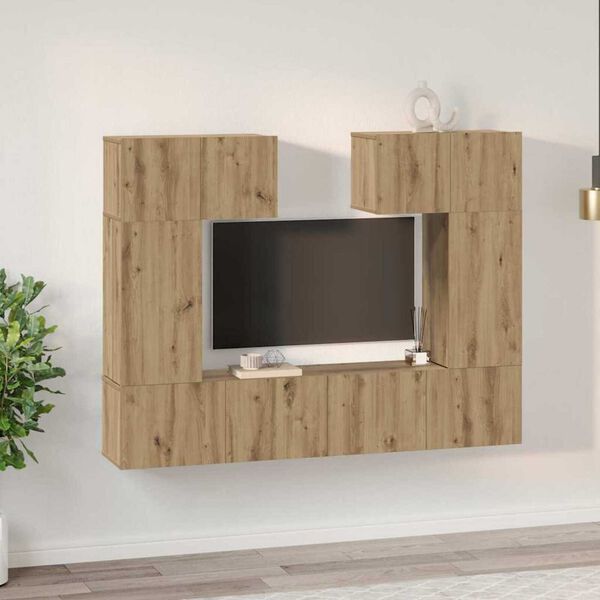 vidaXL Set mobile TV 6 pcs rovere artigianale 80 x 30 x 30 cm