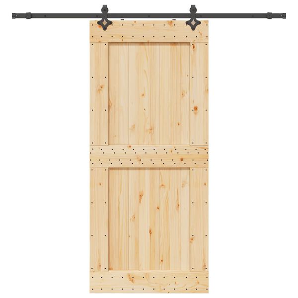 vidaXL Porta Scorrevole con Set Hardware 100x210cm Legno Massello Pino