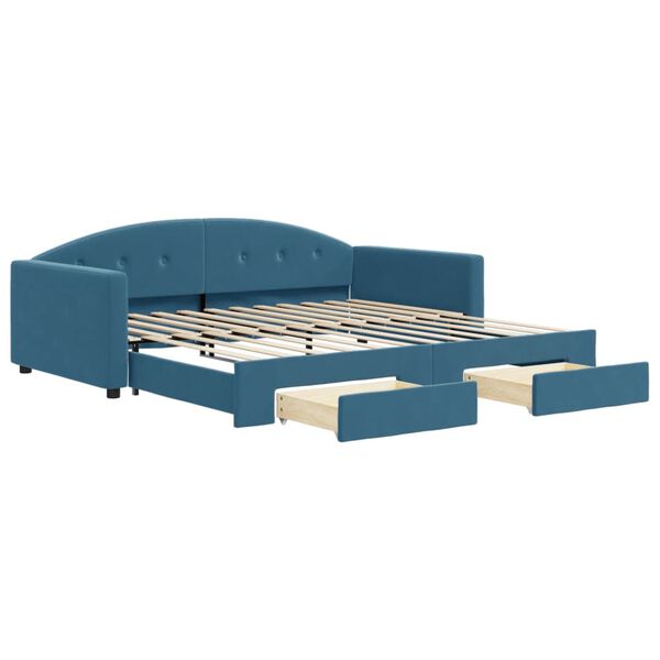 vidaXL Divano Letto Estraibile con Cassetti Blu 100x200 cm in Velluto