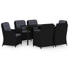 vidaXL Set da Pranzo da Giardino 7 pz Nero