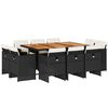 vidaXL Set da Pranzo da Giardino 11 pz con Cuscini in Polyrattan Nero