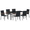 vidaXL Set da Pranzo per Giardino 7 pcs Nero