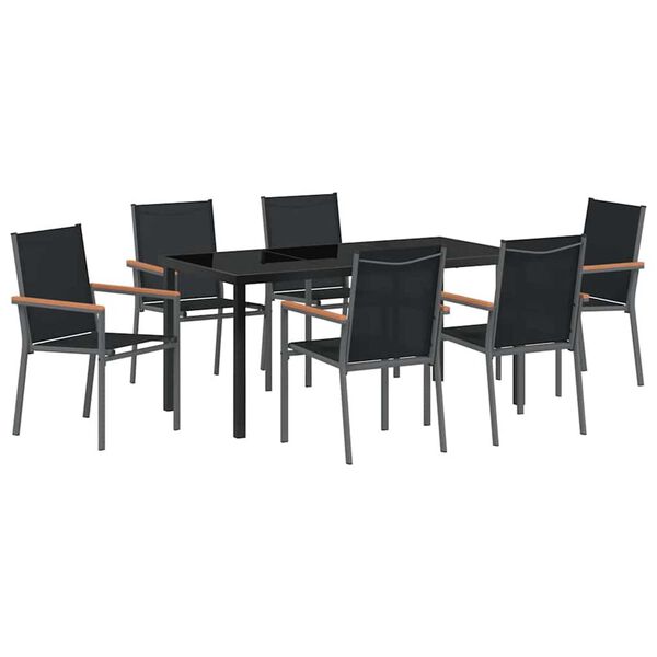 vidaXL Set da Pranzo per Giardino 7 pcs Nero