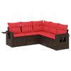vidaXL Set Divani da Giardino 5 pz con Cuscini Marrone in Polyrattan