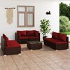 vidaXL Set Divani da Giardino 7 pz con Cuscini in Polyrattan Marrone