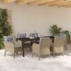 vidaXL Set da Pranzo per Giardino con cuscino 7 pcs Beige polyrattan