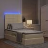 vidaXL Letto con contenitore e LED Crema 90 x 190 cm Poliestere