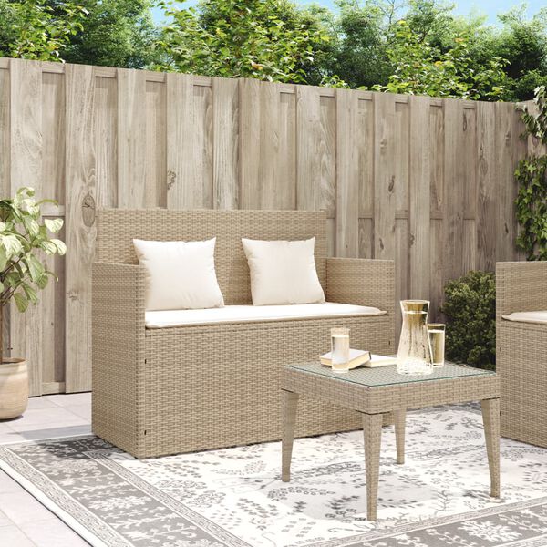 vidaXL Panca da Giardino con Cuscini Beige in Polyrattan