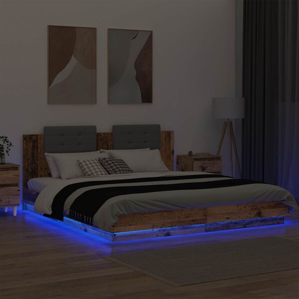 vidaXL Struttura letto con testata Legno vecchio 180 x 200 cm