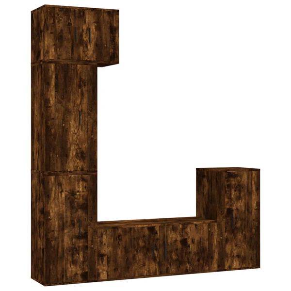 vidaXL Set di Mobili Porta TV 5 pz Rovere Fumo in Legno Multistrato