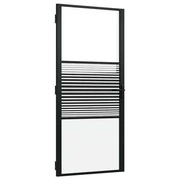 vidaXL Porta Interna Nero 93 x 201.5 cm Vetro temperato e alluminio