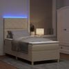 vidaXL Letto a Sorgente LED con materasso Crema 100 x 200 cm Tessuto