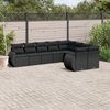 vidaXL Set Divani da Giardino 9 pz con Cuscini Nero in Polyrattan