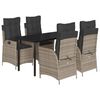 vidaXL Set da Pranzo da Giardino 5 pz con Cuscini in Polyrattan Grigio