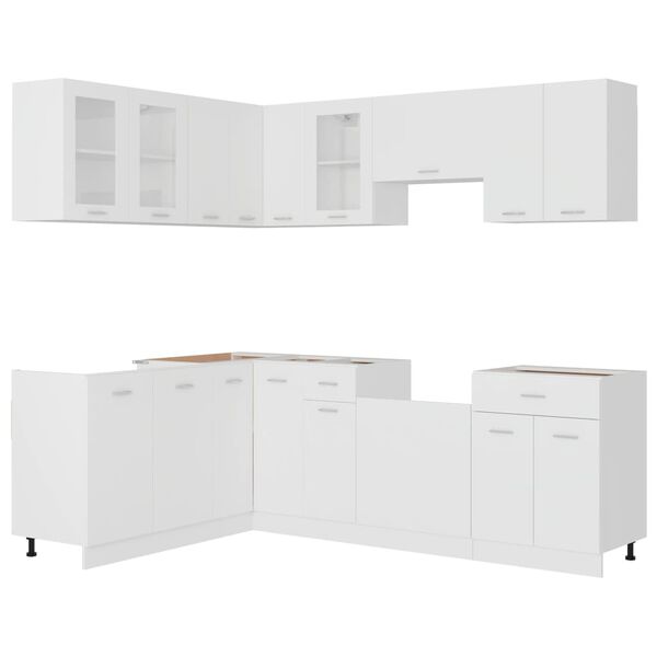 vidaXL Set Armadi da Cucina 11 pz Lyon Bianco in Truciolato