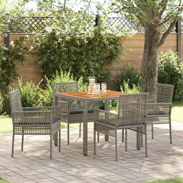 vidaXL Set da Pranzo per Giardino 5 pcs Grigio polyrattan