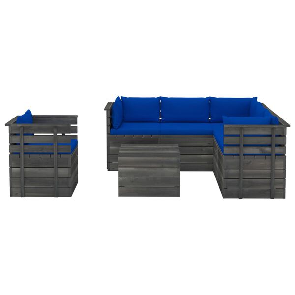 vidaXL Set Divani da Giardino su Pallet 7 pz con Cuscini Massello Pino