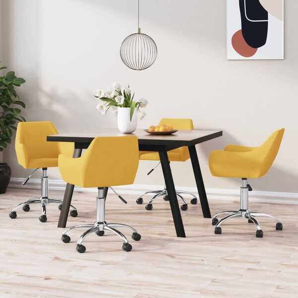 vidaXL Sedie da Pranzo Girevoli 4 pz Gialle in Tessuto