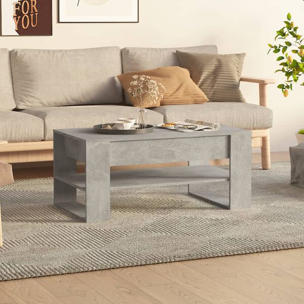 vidaXL Tavolino Salotto Grigio Cemento 102x55x45 cm Legno Multistrato