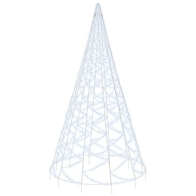 vidaXL Albero di Natale Pennone Bianco Freddo 3000 LED 800 cm