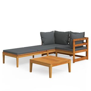 vidaXL Set Divani Giardino 3 pz con Cuscini Grigio Scuro Legno Acacia