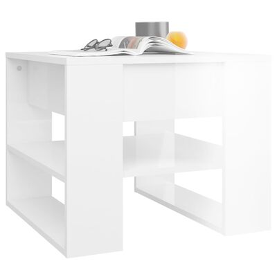 vidaXL Tavolino Salotto Bianco Lucido 55,5x55x45 cm Legno Multistrato