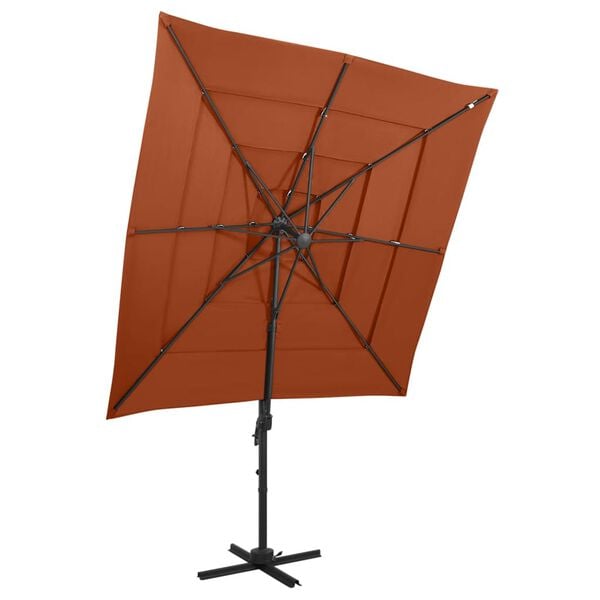 vidaXL Ombrellone a 4 Livelli Palo in Alluminio 250x250 cm Terracotta