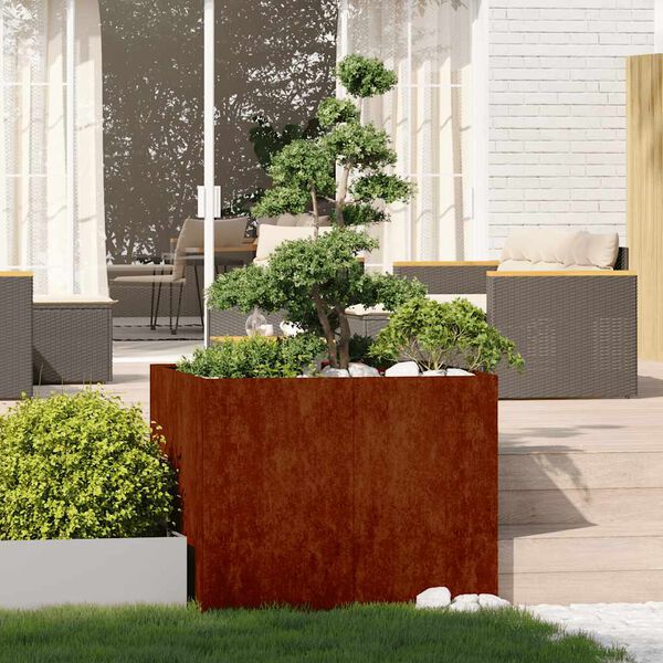 vidaXL Fioriera Arrugginita 100x100x80 cm in Acciaio Corten