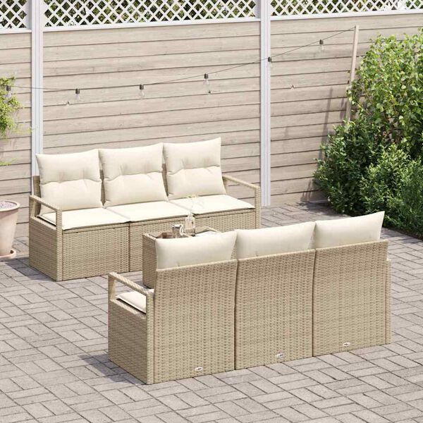 vidaXL Set Divano da Giardino 7 pcs Beige e Crema polyrattan