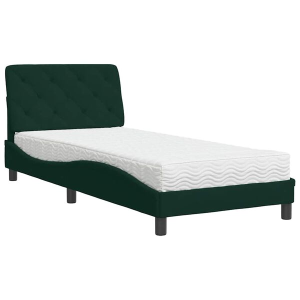 vidaXL Letto con Materasso Verde Scuro 80x200 cm in Velluto