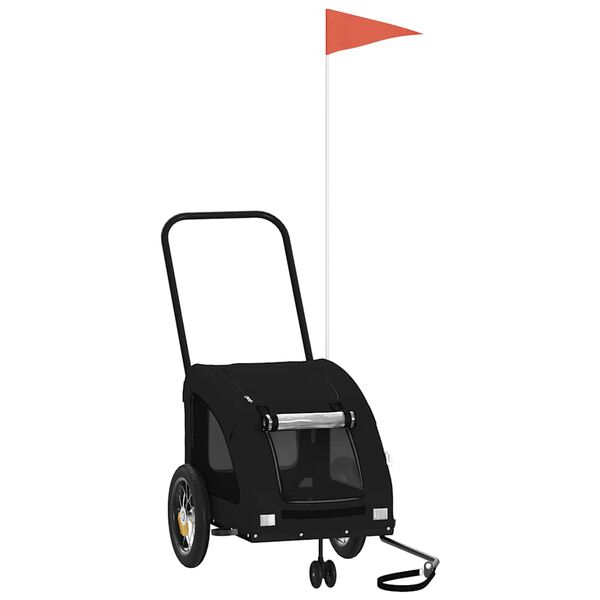 vidaXL Rimorchio da Bici per Animali Nero Oxford e Ferro